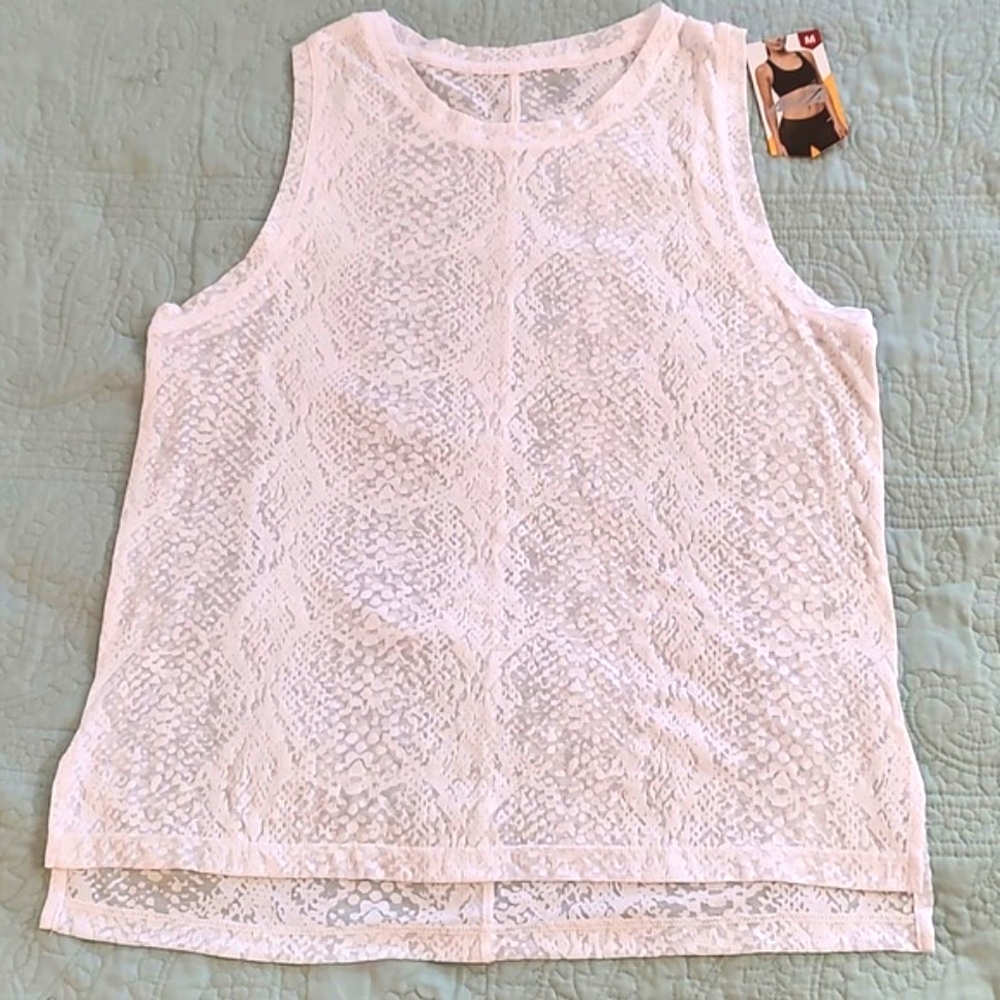 Avia Womens White Burn Out Tank/ Size M / New with Tags